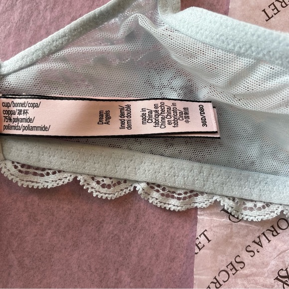Victoria's Secret Dream Angels Lined Demi Floral Bra Light Blue Purple Size 36D - Picture 10 of 12